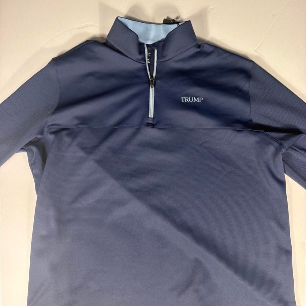 Greg Norman Collection Trump Quarter Zip Pullover XL Navy Golf NWT